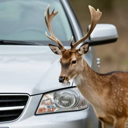 deer caught in car headlights praying to the deer god