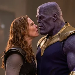 benedict cumberbatch as thanos, marvel cinematic universe, making out, photo, highly detailed, cinematic still