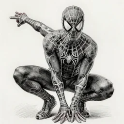 highly detailed pencil sketch of spiderman, hyperrealistic, photorealistic, artstyle, highly detailed, sharp