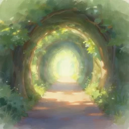 light in the end of the tunnel by disney concept artists, sketch marks, blunt borders, rule of thirds, hazy, soft light, dreamy, dappled light, beautiful!!!