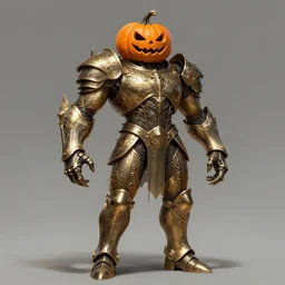powerful male pumpkin, willem dafoe as pumpkinhead, oz, full body character concept, covered in full metal armor, art nouveau, super powers, fantasy, intricate, elegant, highly detailed, digital painting, artstation, concept art, shining, sharp focus, illustration, art by stanley lau