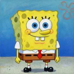 a portrait of spongebob squarepants. palette knife oil painting on canvas by leonid afremov.