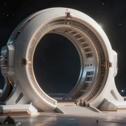 a gargantuan futuristic space gate in space, strong depth of field blurring, by Wadim Kashin, featured in artstation, octane render, cinematic, elegant, intricate, 8k