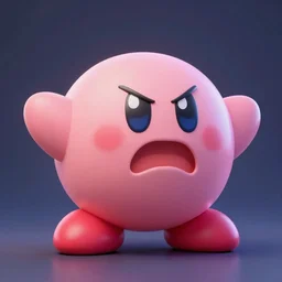 Kirby is very angry, render, unreal, studio lighting, blender, trending on artstation, 8k, highly detailed