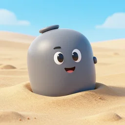 mascot garbage buried in the sand