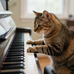 stock footage, cat playing piano