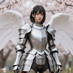 a masterpiece ultrarealistic ultradetailed photograph of a lifelike real anime girl that is dressed in steel plate armor, angelic beauty, surrounded by cherry blossoms, photoreal image, art by wlop, photoreal, lgbt, highly rendered, blender, unreal engine, readable, extremely detailed, trending on artstation, sharp focus, 4 k