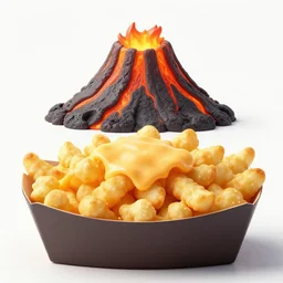 poutine ( the canadian meal ) from mount doom, volcano texture, lava texture, fire texture, cheese curds texture