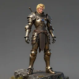 highly detailed steampunk armor on a blond who is standing on a rock : greg rutkowski