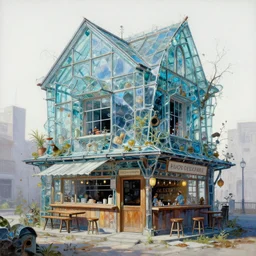 a beautiful hyperdetailed painting of building tavern by richard diebenkorn, apocalyptic made of glass, archdaily, wallpaper, highly detailed, trending on artstation.