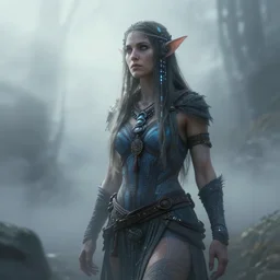 beautiful concept art of anne curtis smith as a shaman, inspired by greg rutkowski, guweiz, artgerm, ominous, darksynth, illuminated lines, outrun, vaporware, octopath traveler, unreal engine highly rendered, octane render, volumetric fog, misty, ethereal, 8 k