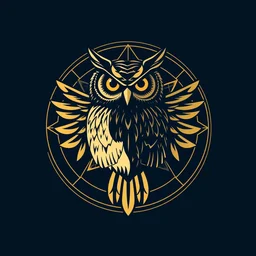 owl logo golden ratio vector
