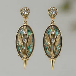 big and beautiful detailed artnouveau style earrings in style of rene lalique sharp focus 8 k