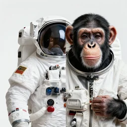 double exposure portrait split in the middle of a astronaut and one chimpanzee in a suit posing with space in the background, pencil sketch, high definition, dynamic lighting stars, sharpness, golden ratio