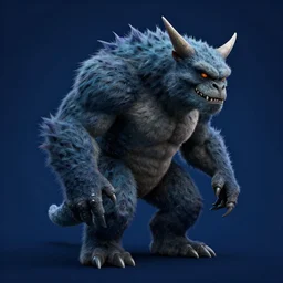 monster art, dark blue background, profile picture, realistic