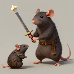 antropomorphic rat character buying a sword made out of bone from a trader rat, fantasy art, digital art, fantasy art, matte painting