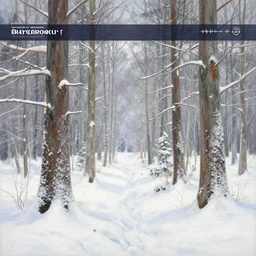 a painting of a snowy forest with trees, an acrylic painting by Ray Crooke, metropolitan museum, contest winner, american scene painting, detailed painting