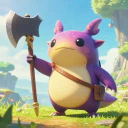 in game footage of a giant axolotl from the legend of zelda breath of the wild, breath of the wild art style.