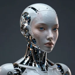 portrait of a beautiful humanoid robot intricate mechanics, synthetic skin, futuristic ,octane render, 8k, dramatic  lighting