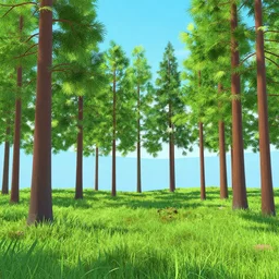 A boreal forest, rendered in the candy engine