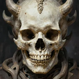 skull god, close - up portrait, powerfull, intricate, elegant, volumetric lighting, scenery, digital painting, highly detailed, artstation, sharp focus, illustration, concept art, ruan jia, steve mccurry