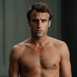 Emmanuel Macron shirtless in American Psycho (1999)
