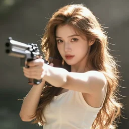human with gun arms