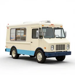 lacquered ice cream truck, professional product shot, isolated on a pure white background, centered, entire object in frame, sharp focus, soft studio lighting