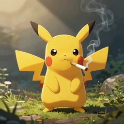 pikachu smoking a joint