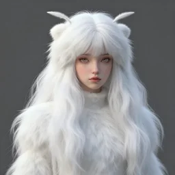 portrait of a fluffy white moth girl concept art by moebius, trending on artstation, artstationhd, artstationhq, unreal engine, 4 k, 8 k