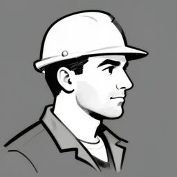 a portrait of a coal miner illustrated by sergio toppi, profile, bold shapes, 2 d line art, trending on artstation, behance,
