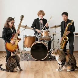 cats playing in a jazz band
