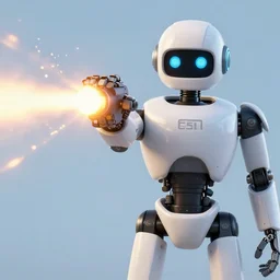 gort robot shooting at camera from 1 9 5 1, the day the earth still style, 3 d, full body, motion blur, real life, spotted, leaked, ultra realistic, accurate, sighting, 4 k, movie still, uhd, sharp, detailed, cinematic, render