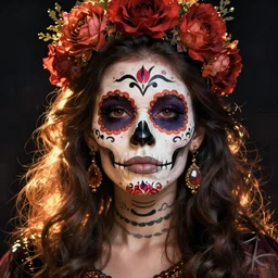 illustration of a sugar skull day of the dead girl, art by dan seagrave