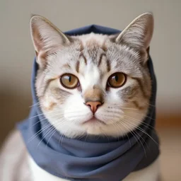 !!! brown eyed!!! cute cat! wearing hijab!, beautiful, portrait, focused, depth of field