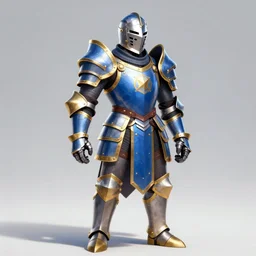 overwatch character, medieval knight in blue gold armor