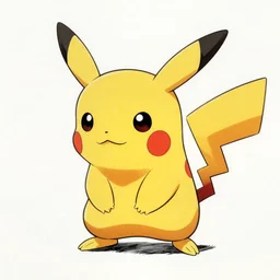 Drawing by Kentaro Miura of pikachu bearing its fangs and getting ready to attack
