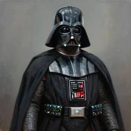 a photorealistic digital illustration of a darth vader emlo. hyper detailed, oil on canvas. this 4 k hd image is trending on artstation, featured on behance, well - rendered, extra crisp, features intricate detail, epic composition and the style of unreal engine.