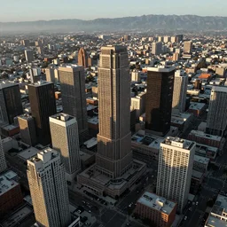 Los Angeles blade runner, 8k, photorealistic, award winning aerial photo of the cyberpunk city