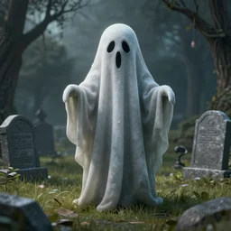 bordalo ii photo - realistic render of a strange ghost in a graveyard