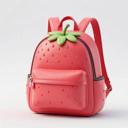 a backpack in strawberry fruit shape, digital art, artgem, octane render, artstation, hasselblad photo, 4 k resolution, fashion design, product photo, strawberry