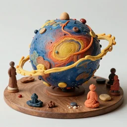 diorama of the shape of the universe, tibetan cosmology, occult abiogenesis, hyper - detailed, plastic, rubber, wood, glass, play - doh, realistic materials, 4 k, octane render, daylight, fujifilm velvia 5 0, color photography, sigma 2 8 mm, the intoxicating pleasure of conspiratorial thinking