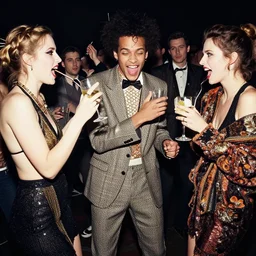 incredible modern evocative artwork of drunk party people in the style of tim walker fashion photography, fables of the reconstruction