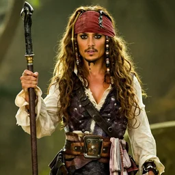 cinematic still of Sofia Vergara in Pirates of the Caribean, blueray
