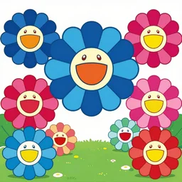 colorful garden by takashi murakami + bold + high res + 4 k,