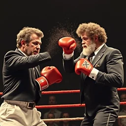george bush boxing bob ross, slow motion knock out