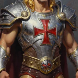 He-Man!!!!!, closeup, D&D, sci fi,fantasy, intricate,with german iron cross on chest armor ,elegant, loin cloth ,highly detailed, oill painting, artstation, concept art, matte, sharp focus, illustration, hearthstone,art by rudy obrero