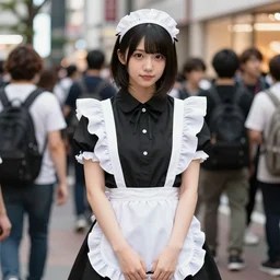 cute looking martin shkreli in maid dress photographed at harajuku tokyo street fashion event,