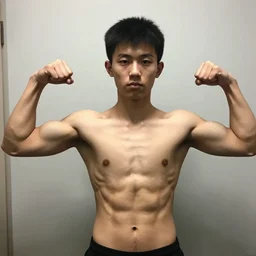 a hot shirtless 1 8 years old man with abs and bisceps
