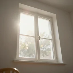 photo of interior design house, super detail of a white window in a kids room, close up, view from bottom, sunday morning, sun, bokeh, lens flare hit camera, yellow light, diffuse light, instagram trending picture, instagram filter, smoky, foggy, professional photography